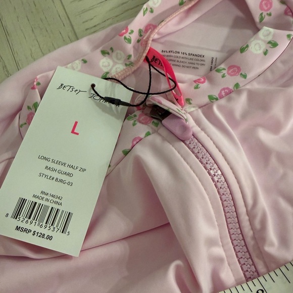 Betsey Johnson Long Sleeve Half Zip Rash Guard Size L NWT - Picture 7 of 9